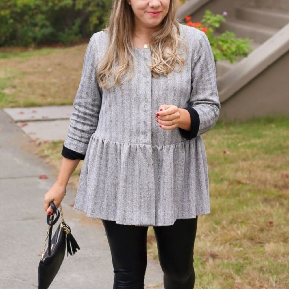 Tuckernuck Gray Striped Tunic Top